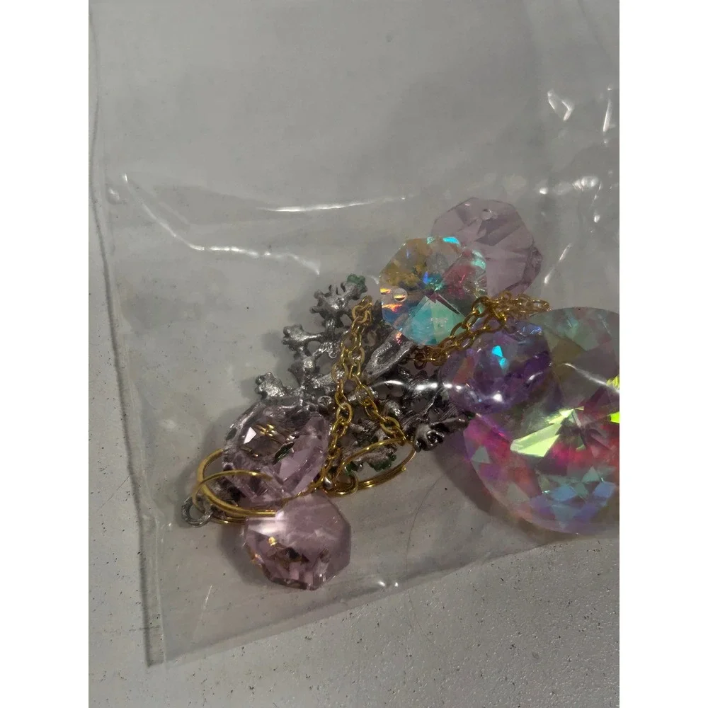 H&D Hyaline & Dora Crystal Christmas Tree Ornament Set of 2  + 4pc LED Lights